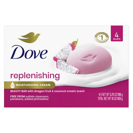 Dove Replenishing Bath Soap Dragon fruit, 3.75 oz 4 Bars