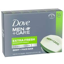 Dove Men+Care Body + Face Bar Invigorating Formula, Extra Fresh, 3.75 Oz 2 Bars