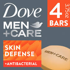 Dove Men+Care Moisturizing Antibacterial Bar Soap for All Skin, Skin Defense, 3.75 oz (4 Bars)