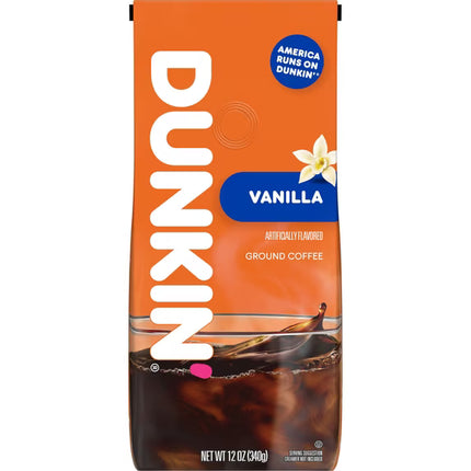 Dunkin’ French Vanilla Coffee, Ground Coffee, 12 oz Bag