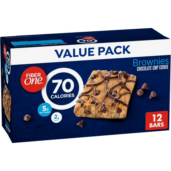 Fiber One Brownies, Chocolate Chip Cookie, Value Pack, 12 Ct, 10.6 Oz