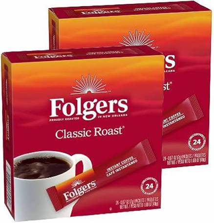 Folgers Classic Roast Instant Coffee, Single Serving Packets, 24 ct.