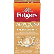 Folgers French Vanilla Flavored Cappuccino Packets, 4 Count 3.4 oz