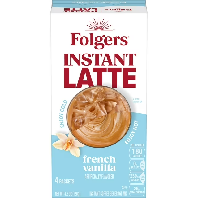 Folgers INSTANT LATTE French Vanilla 4-4.2 ox pack