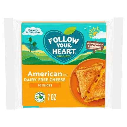 Follow Your Heart Gluten Free, Vegan, American Style Dairy Free Cheese Slices  7 Oz, 10 Ct