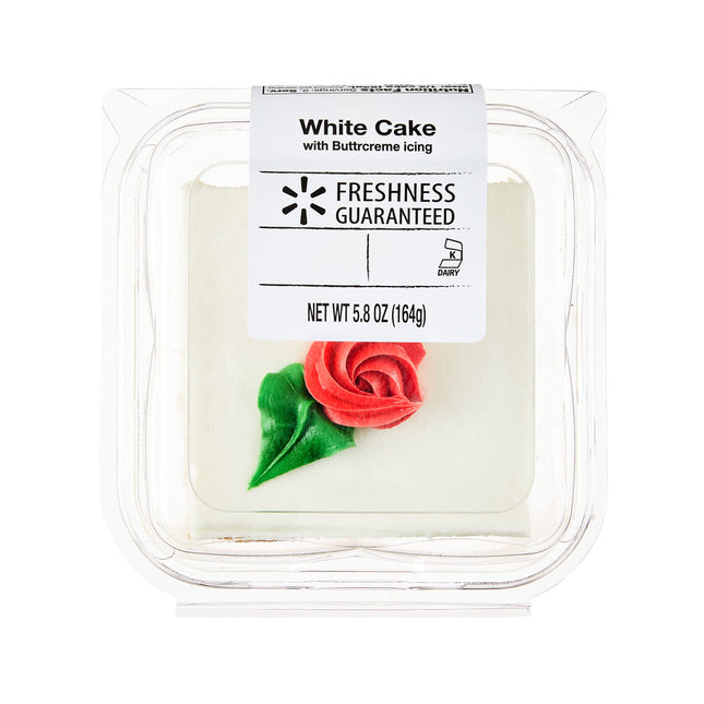 Freshness Guaranteed White Cake Square, Vanilla, Ready to Eat, Serves 2, 5.8Oz (Refrigerated Cakes)