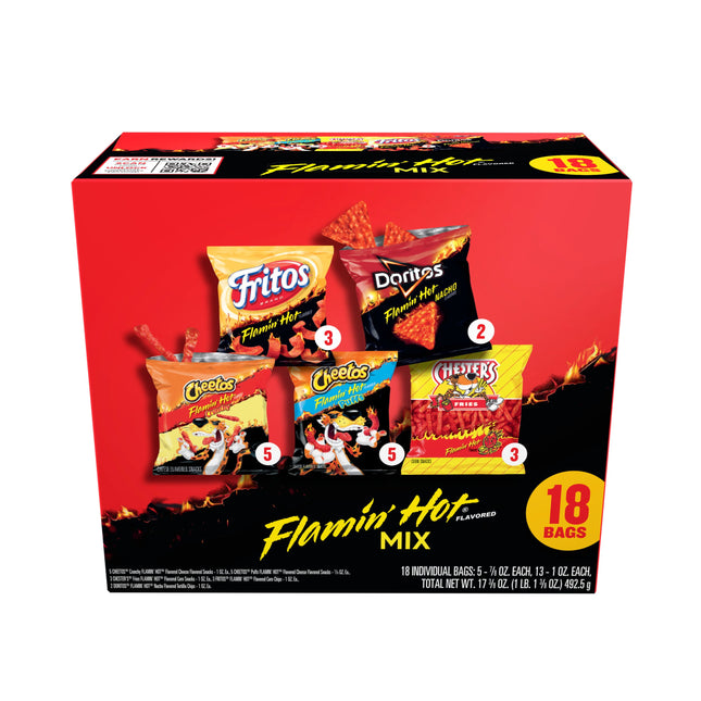 Frito-Lay Flamin' Hot Mix Variety Pack Snack Chips, 18 Count Multipack