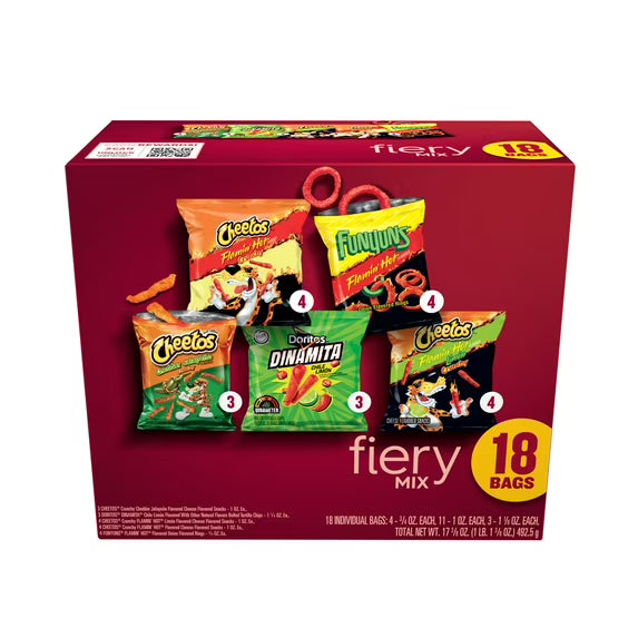 Frito-Lay Fiery Mix Variety Pack Snack Chips, 18 Count Multipack