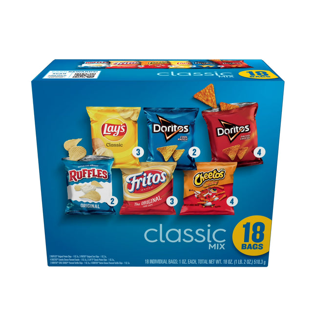 Frito Lay Classic Mix Chips Variety Pack, 1 Oz, 18 Count