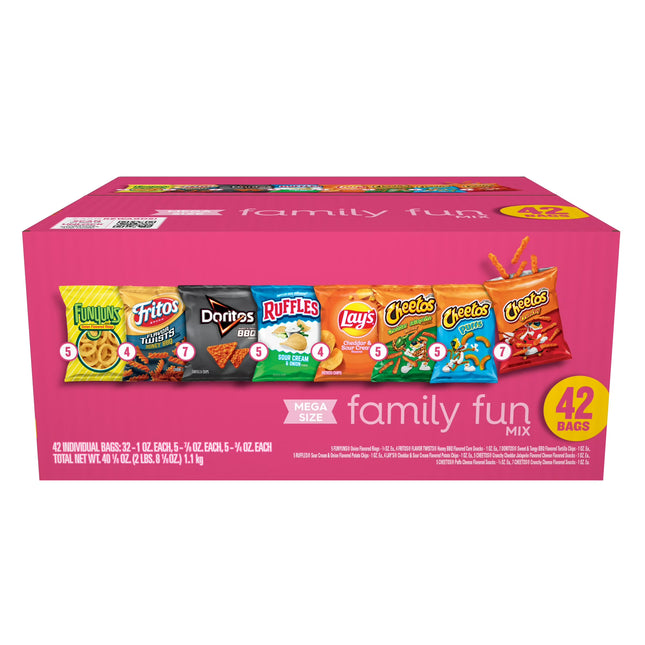 Frito Lay Family Fun Mix Chips Variety Pack, Mega Size, 42 Count