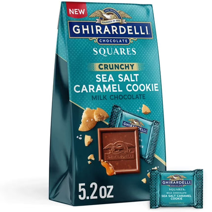 GHIRARDELLI Milk Chocolate Sea Salt Caramel Cookie SQUARES, 5.2 oz Bag