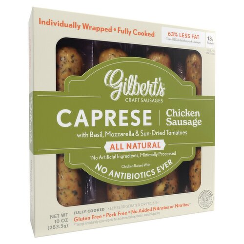 Gilbert's Craft Sausages Caprese Chicken Sausage, 10 oz