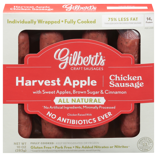 Gilbert's Craft Sausages Chicken Sausage, Harvest Apple 10 oz