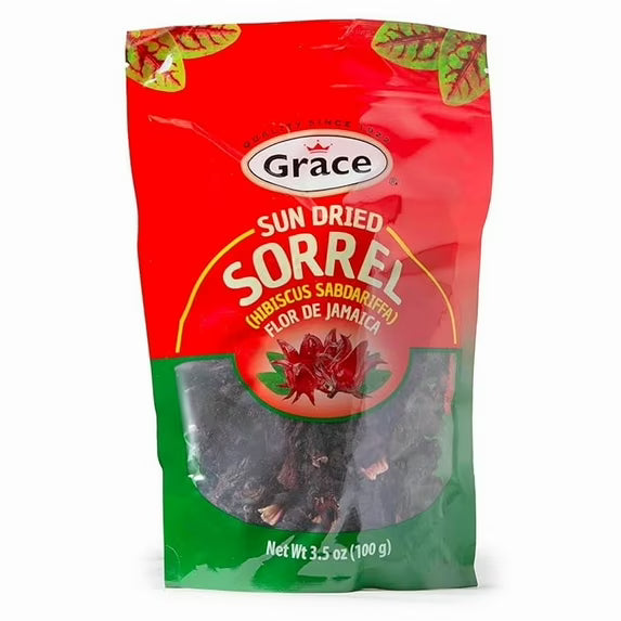 Grace Sun Dried Jamaica Sorrel Flower, 3.5 oz Bag,