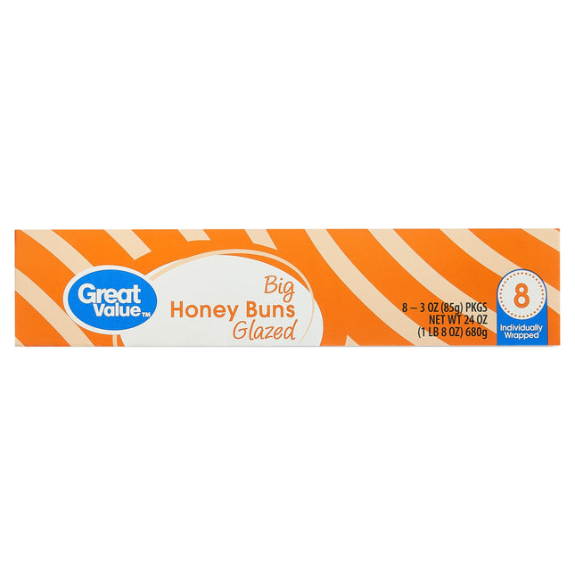 Great Value Big Glazed Honey Buns, 24 Oz, 8 Count