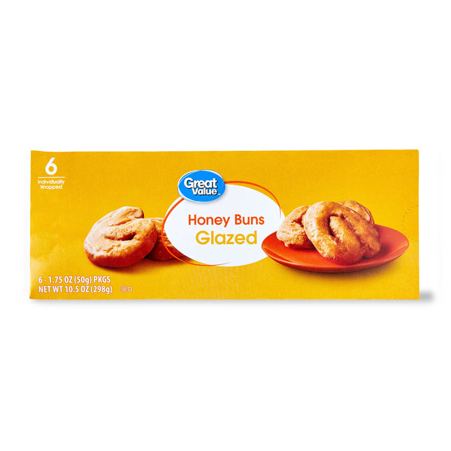 Great Value Glazed Honey Buns, 10.5 Oz, 6 Count