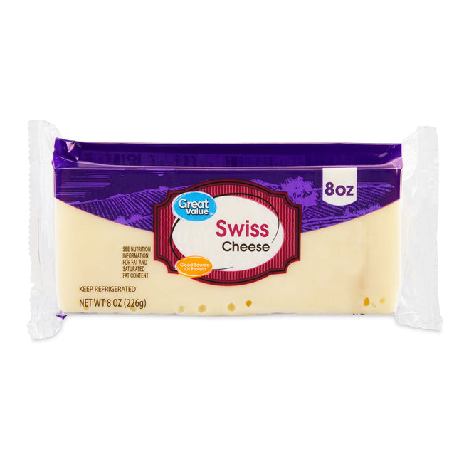 Great Value Swiss Block Cheese, 8 Oz Chunk