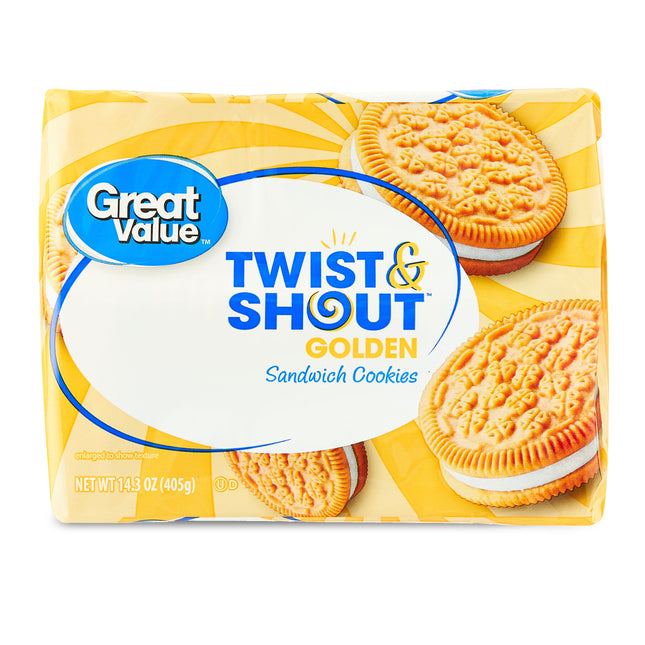 Great Value Twist & Shout Golden Sandwich Cookies, 14.3Oz