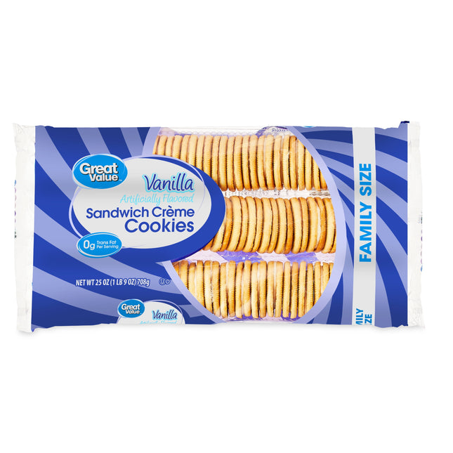 Great Value Vanilla Creme Flavor Sandwich Cookies, 25 Oz