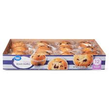 Great Value Blueberry Snack Mini Muffins Individually Wrapped Pastry, 12 Oz, 12 Count