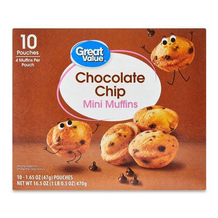 Great Value Chocolate Chip Mini Muffins, 16.5 oz, 10 count