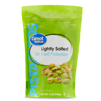 Great Value Lightly Salted, Shelled Pistachios, 12 oz Bag