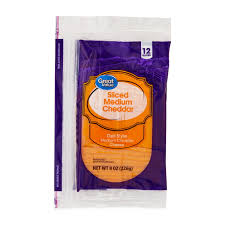 Great Value Mild Cheddar Deli Style Sliced Cheese, 8 Oz Package, 12 Slices