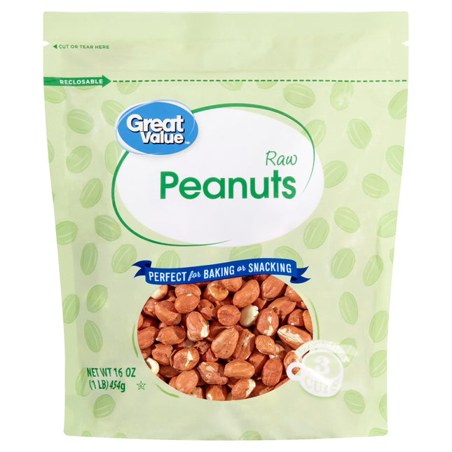 Great Value Raw Peanuts, 16 Oz
