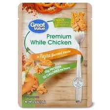 Great Value Premium White Chicken, in Fajita Flavored Sauce, 2.6 Oz,