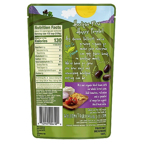 Green Valley Organics Black Beans, 15.5 oz