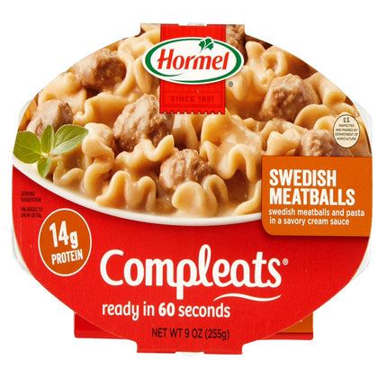 HORMEL COMPLEATS Swedish Meatballs with Pasta in Cream Sauce, 2- 9 oz Pk