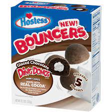 HOSTESS BOUNCERS Glazed Chocolate DING DONGS,5 Pouches , 8.2 oz