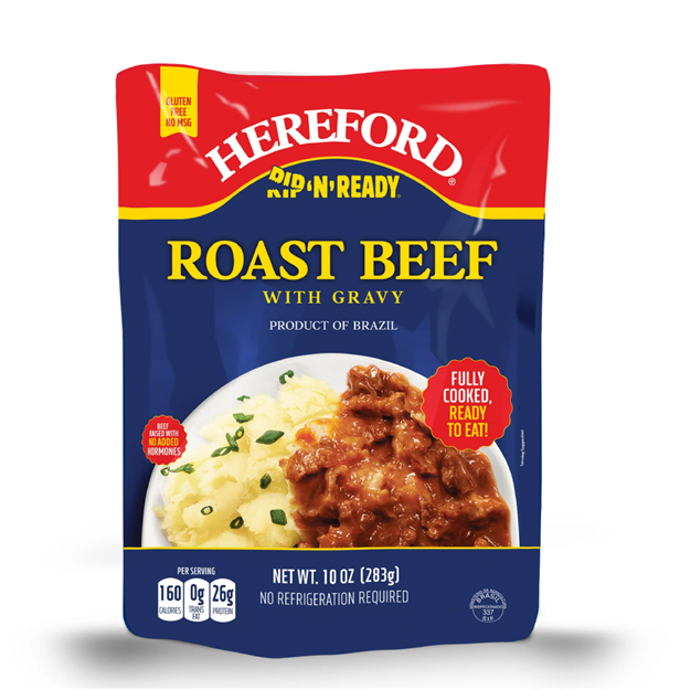 Hereford Fully Cooked Roast Beef with Gravy, Shelf Stable Pouch, 10 oz