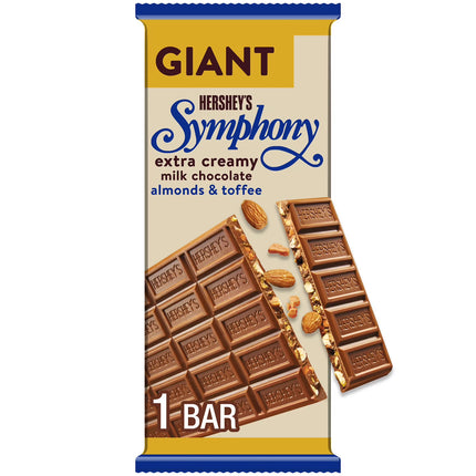 Hershey'S Symphony Chocolate Almond Toffee Giant Candy, Bar 7.37 Oz,25 PIECES