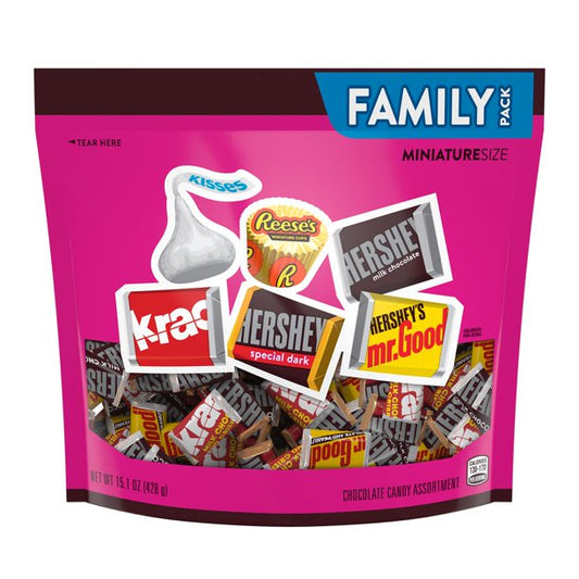 ﻿Hershey’s Chocolate Assortment Miniatures Candy Bars, HERSHEY’S, REESE’S, ROLO  15.1 OZ,