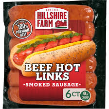 Hillshire Farm Beef Hot Smoked Sausage with Spicy Red Pepper, 6 Links, 12 Oz (Refrigerated)