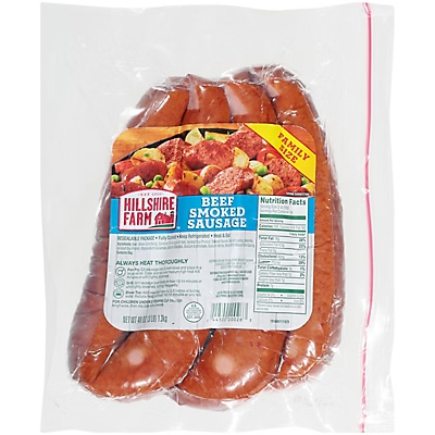 Hillshire Farm Beef Smoked Sausage Family Pack, 48 oz.(Pork Casing)