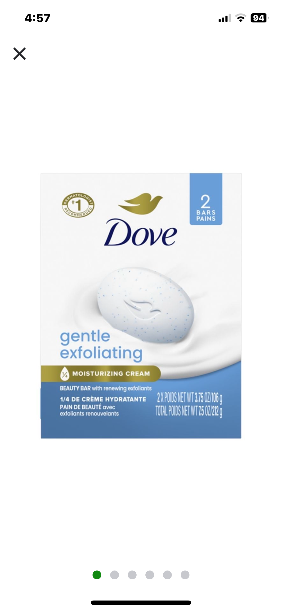 DOVE GENTLE EXFOLIATING BEAUTY BAR RENEWED SKIN (SOAP) 2/3.75 oz