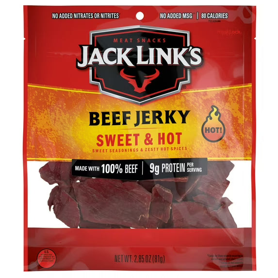 Jack Link’s Beef Jerky, Sweet & Hot, 100% Beef 2.85 oz Bag