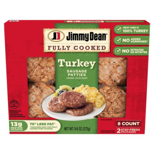 Jimmy Dean Fully Cooked Turkey Sausage Patties, 8 count, 9.6 oz