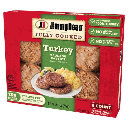 Jimmy Dean Fully Cooked Turkey Sausage Patties, 8 count, 9.6 oz