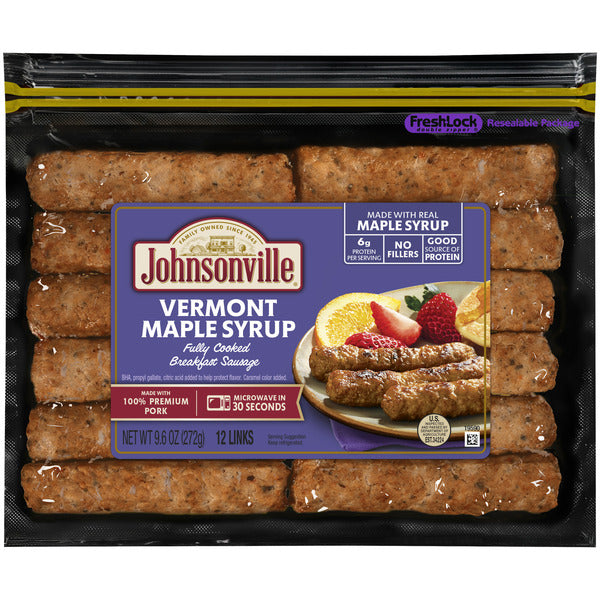 Johnsonville Fully Cooked Breakfast Sausage Vermont Maple Syrup 9.6 oz