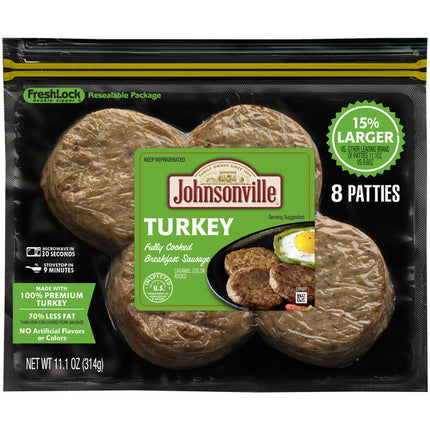 Johnsonville Fully Cooked Turkey Breakfast Sausage Patties 8 ct