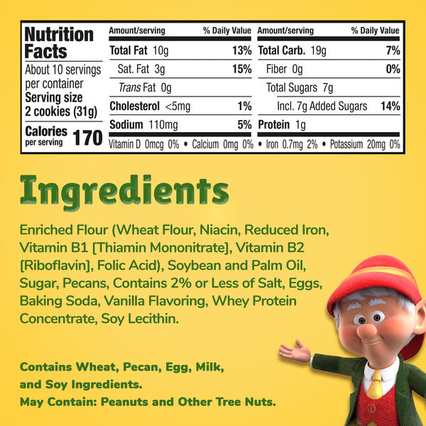 Keebler Sandies Pecan Cookies, Shortbread Cookies with Crunchy Pecans, 11.3 Oz