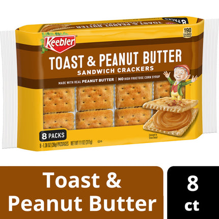 Keebler Toast and Peanut Butter Sandwich Crackers,  11 oz, 8 Count
