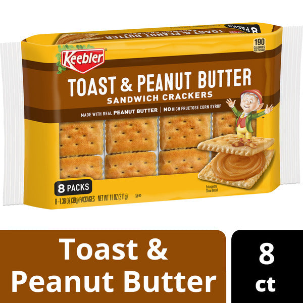Keebler Toast and Peanut Butter Sandwich Crackers,  11 oz, 8 Count