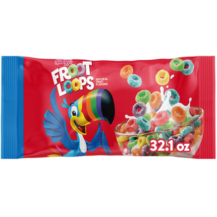 Kellogg'S Froot Loops Breakfast Cereal, Fruit Flavored, Breakfast Snacks with Vitamin C, Original, 32.1Oz Bag (1 Bag)