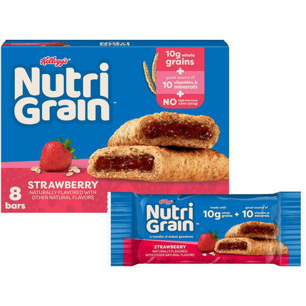 Kellogg'S Nutri-Grain Strawberry Chewy Breakfast Bars,Whole Grains,8.1 Oz, 8 Count