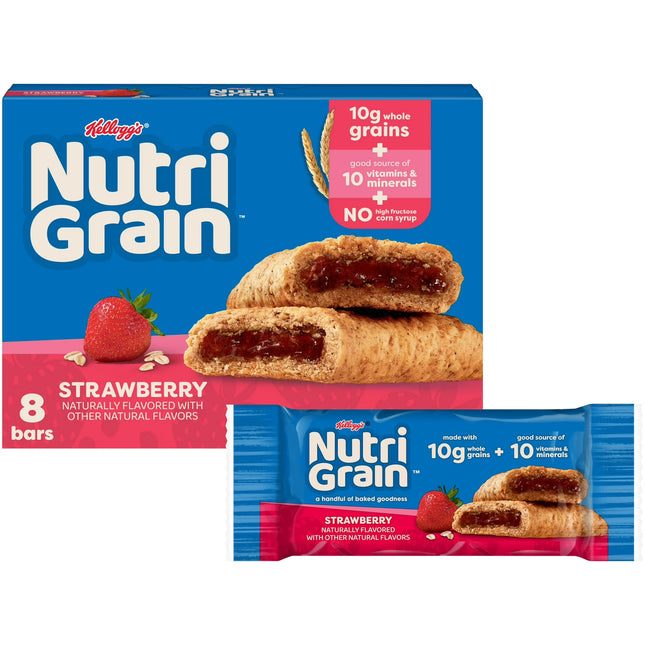 Kellogg'S Nutri-Grain Strawberry Chewy Breakfast Bars,Whole Grains,8.1 Oz, 8 Count