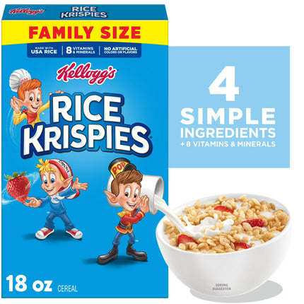 Kellogg'S Rice Krispies Breakfast Cereal, 8 Vitamins and Minerals, 18 Oz